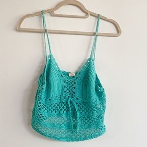 Mora girl’s turquoise knit tank top size M